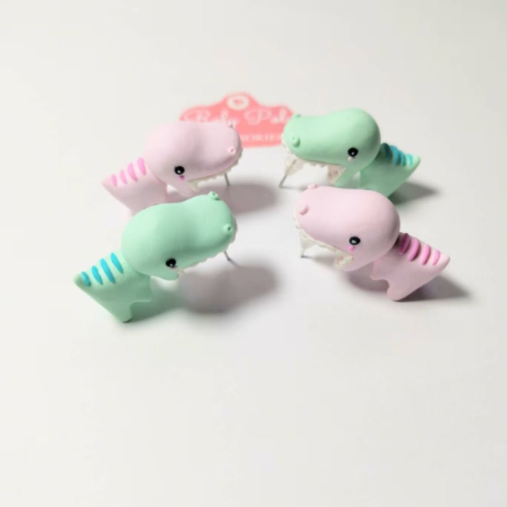 Dinosaur Bite Ear Earrings Polymer Clay Handmade Trex